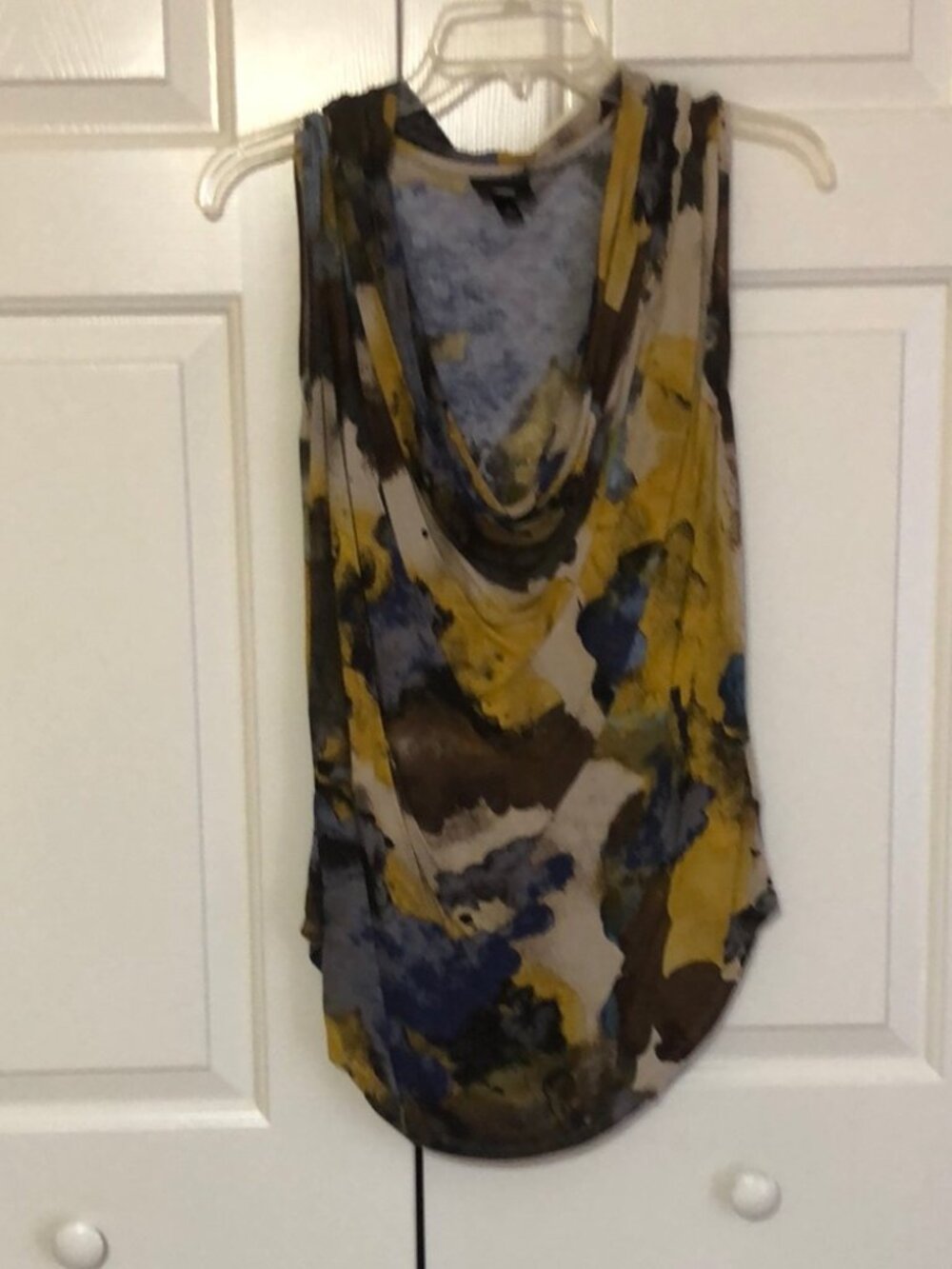 Mossimo Abstract Watercolor Sleeveless Cowl Neck Tank Top Sz L